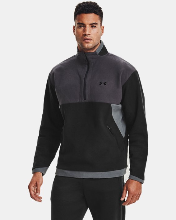 Men's UA RUSH™ Fleece ¼ Zip, Black, pdpMainDesktop image number 0